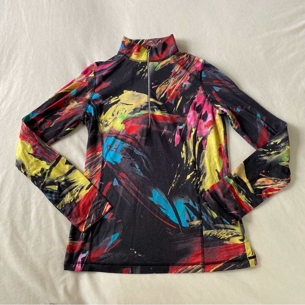 SNO SKINS GRAFFITI PRINT MICRO FIBER 1/4 ZIP TURTLE NECK MID LAYER SIZE L